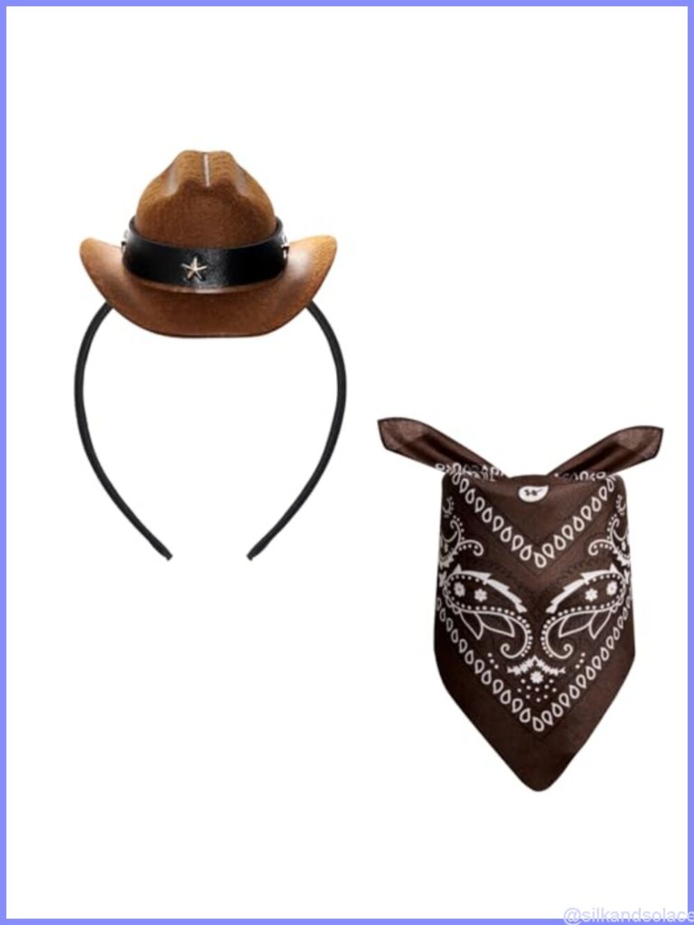 Mini Cowboy Hat Headband with Bandana Polyester Western Costume Accessory